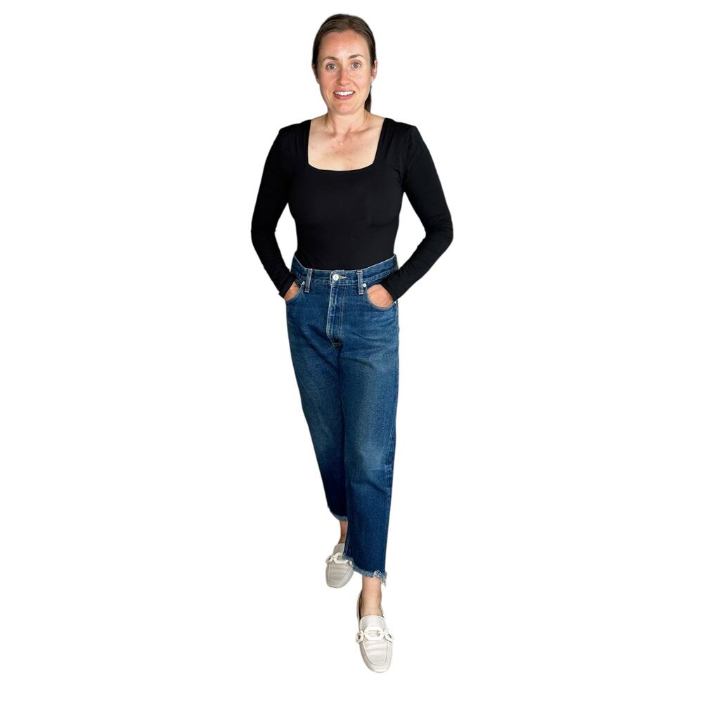LINDER Cropped Straight Leg High Rise Denim‎ Jeans Women's Size 29 Classic Crop